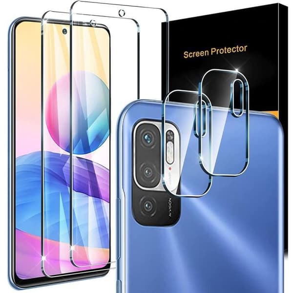2 skärmhärdat glas och 2 bakre linsglas för Redmi Note 10 5G Transparent