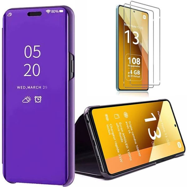 Coque - Xiaomi - Redmi Note 13 5G - Spegel Effekt - 360° Skydd - Stöd STAND Lila