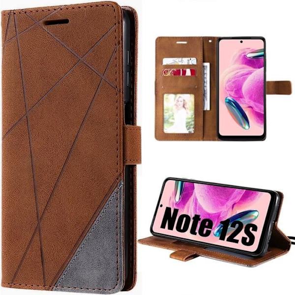 Skydd för Xiaomi Redmi Note 12S - E.F.Connection - Brun - Stötabsorberande - PU-läder - Kortfickor kastanj