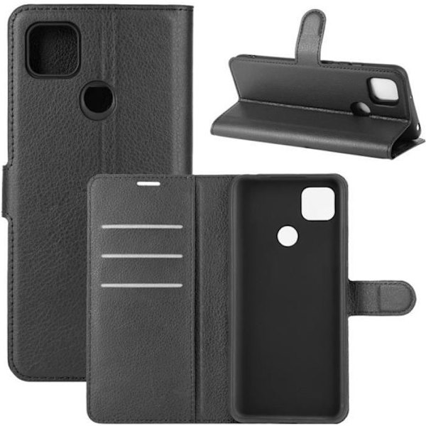 Skal - Xiaomi - Redmi 9C - PU Läder - Stötsäker - Stöd Svart