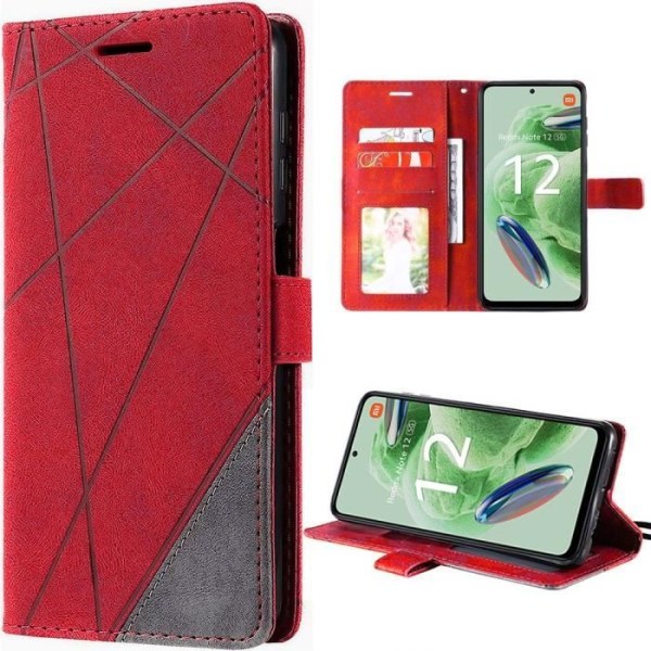 Coque - Xiaomi - Redmi Note 12 5G - Rød - Retro - Foldbar i PU-læder Röd