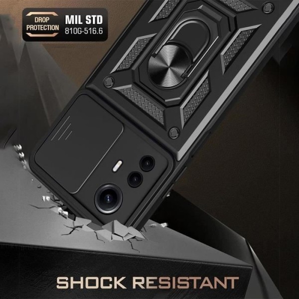 Cover til Xiaomi - Redmi Note 12S - Sort - Stødabsorberende - Tempered Glass - 360° Støtte Svart