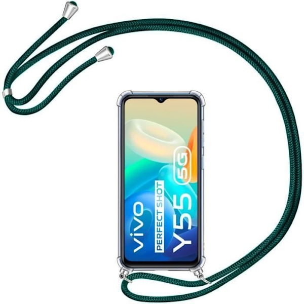 Mjukt skyddsfodral för Vivo Y55 5G - E.F.CONNECTION - Förstärkt AntiShock TPU - Transparent-Midnight Green Transparent-midnattsgrön