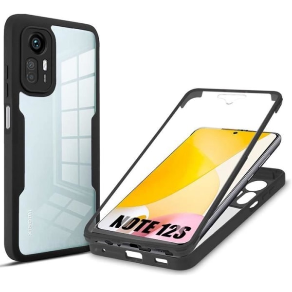 360 etui til Xiaomi Redmi Note 12S - Fuld beskyttelse Anti-ridse sort Svart