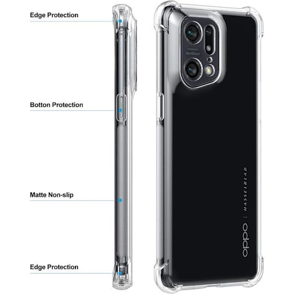 Fodral till OPPO Find X5 Pro TPU Stötsäker Transparent + 2 härdat glasögon skyddsglas Transparent