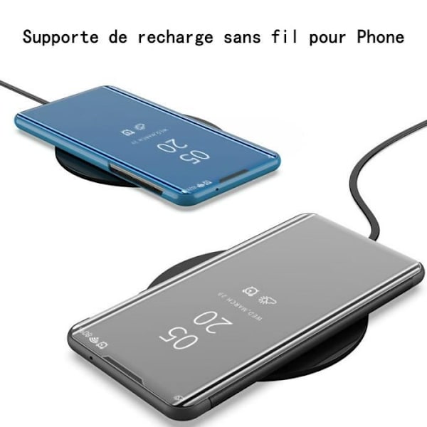 Fodral - Xiaomi - Redmi Note 9 - Spegelflikfodral - Stötsäker - Stativfunktion Vit/Silver