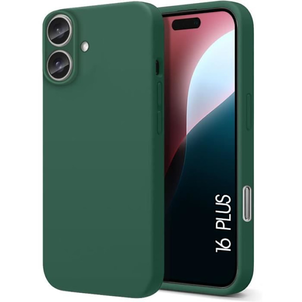 Fodral till iPhone 16 Plus, Anti-Scratch Matt Flytande Silikonskydd Midnight Green