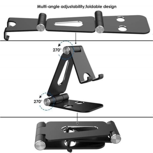 YW21080-telefonholder, tabletholder, dockholder til mobiltelefon, andre smartphones aluminium - sort