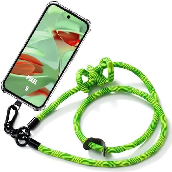 Coque - för Google Pixel 9 - Repellent skydd - Axelklaff - Transparent Grön