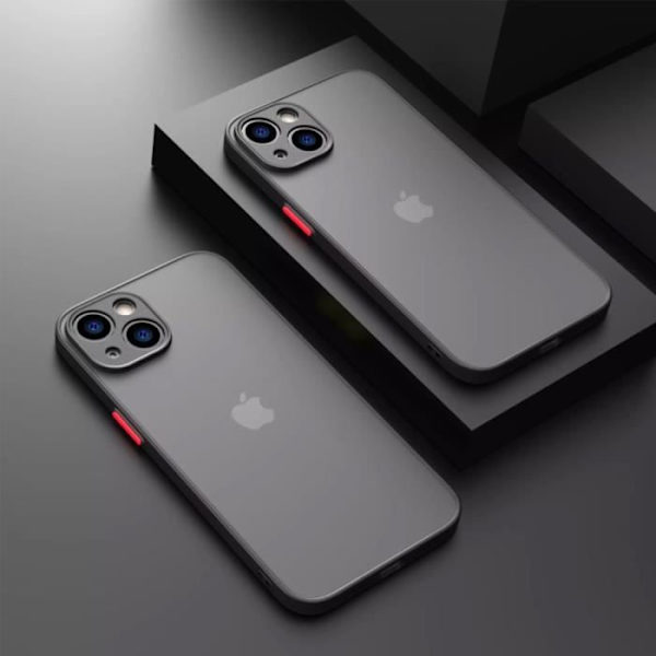 Cover til iPhone 14 Semi-transparent hård beskyttelse med sort ledning Svart
