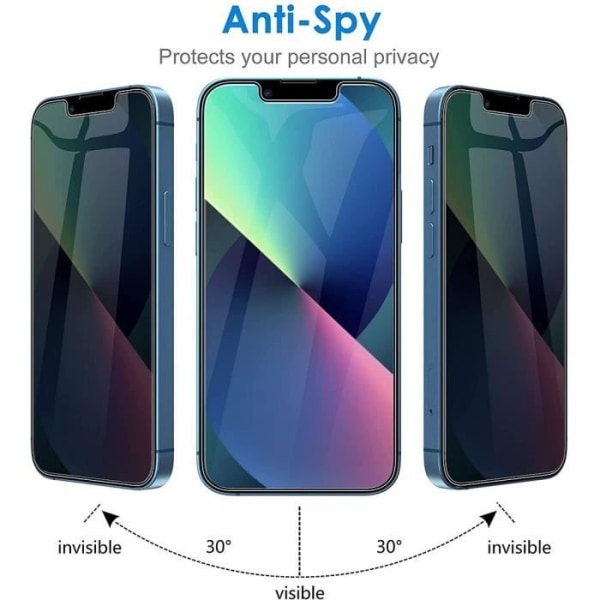 E.F.Connection - 2 stycken Anti-Spy Tempered Glass för iPhone 13 (6.1") Svart