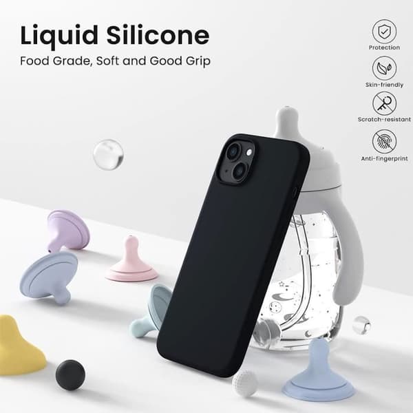 Coque - E.F.CONNECTION - för iPhone 15 Plus - Stötsäker - Ultrafin - 2 Härdat Glas Svart