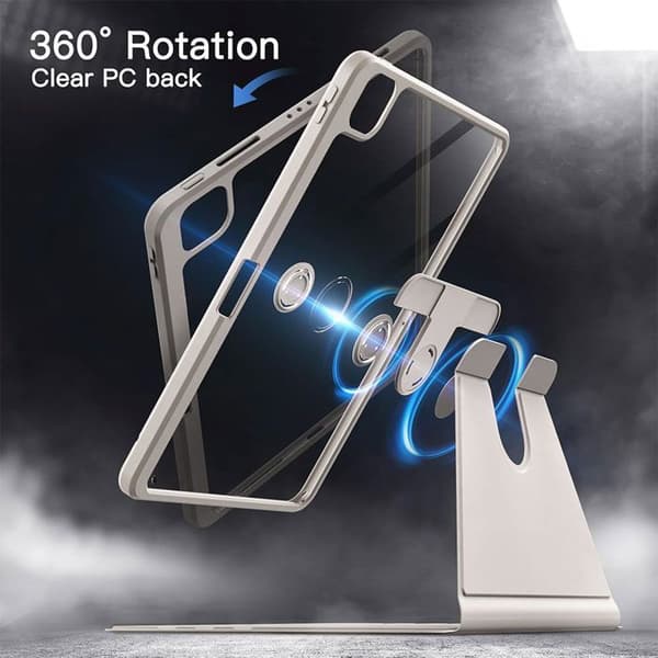 Fodral för iPad Pro 12,9" (2018 2020 2021 2022) Justerbart Rotationsfodral med Stylusfack - Grå Grå