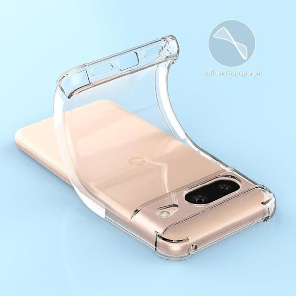 Fodral till Google Pixel 8 - Transparent stötsäkert silikonskydd + 2 härdade glasögon