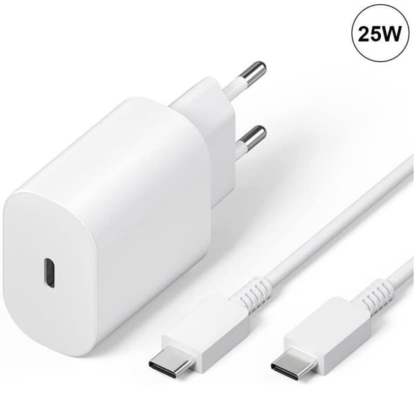 Snabbladdare 25W USB-C - E.F.CONNECTION - Google Pixel 10/10Pro/9/pro/8/7 Pro/6+ - Kabel 1M - Vit Vit
