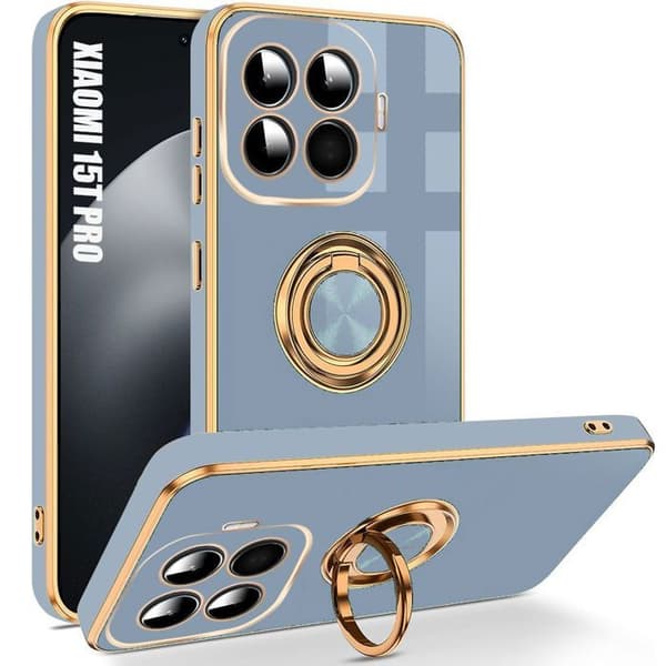 Skyddsfodral för Xiaomi 15T Pro, Stötskyddande och Represistent Elegant med Ring - Blå Blå