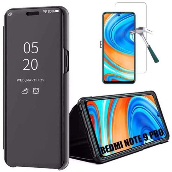 Skyddsfodral för Redmi Note 9Pro - E.F.CONNECTION - Förstärkt kant - Spegeleffekt - Svart svart