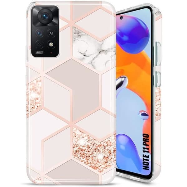 Skyddshölje - Xiaomi - Redmi Note 11 Pro - Stöttålig - Marmor Design - Rosa Rosa