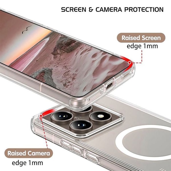 Coque til Xiaomi 14T - med magnetisk cirkel + 2 hærdede glas - E.F.Connection® Transparent