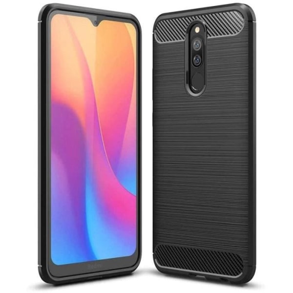 Beskyttelsesetui til Redmi 8 (6.21") - E.F. CONNECTION - Steel Lines Mønster - Sort Svart