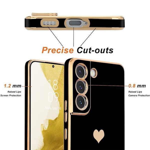 Svart TPU-fodral för Xiaomi Redmi 10A - Redmi 9C Anti-Scratch Heart Pattern + 2 härdat glasskydd