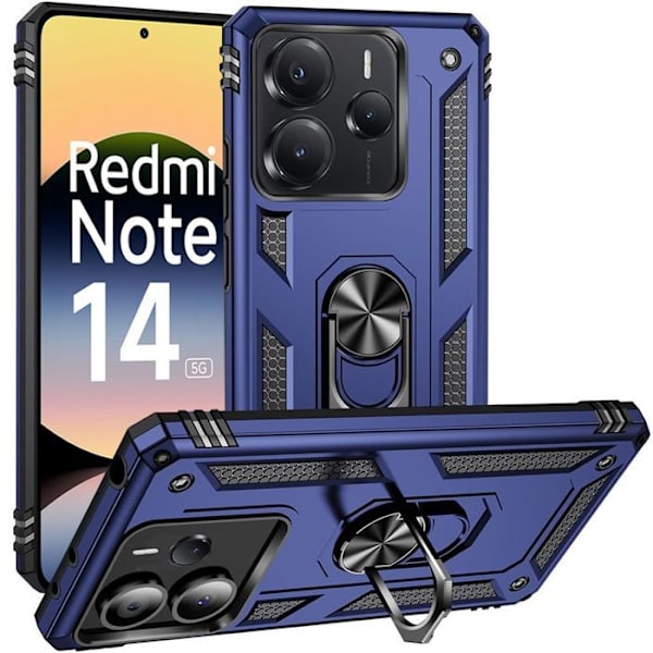 Coque för Xiaomi Redmi Note 14 5G (inte för 4G) Stötskydd Hård Hybrid med Ring - Marinblå marinblå