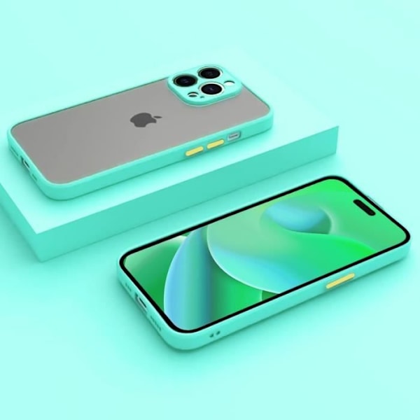 Etui til iPhone 14 Pro Max Silikone Tynd, stiv stødsikker turkis + 2 hærdede briller Turkos