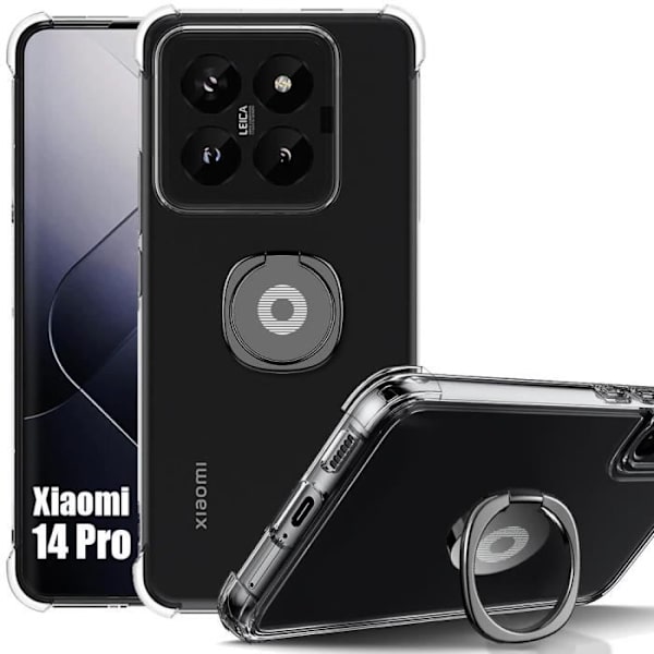 Skyddsskal - Xiaomi - 14 Pro - Transparent - Mjukt - Inbyggt ställ Transparent, svart