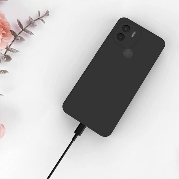 Fodral för Redmi A1+/A2+ (A1 Plus/A2 Plus) med 2 anti-skrapa härdat glas enfärgad svart Svart