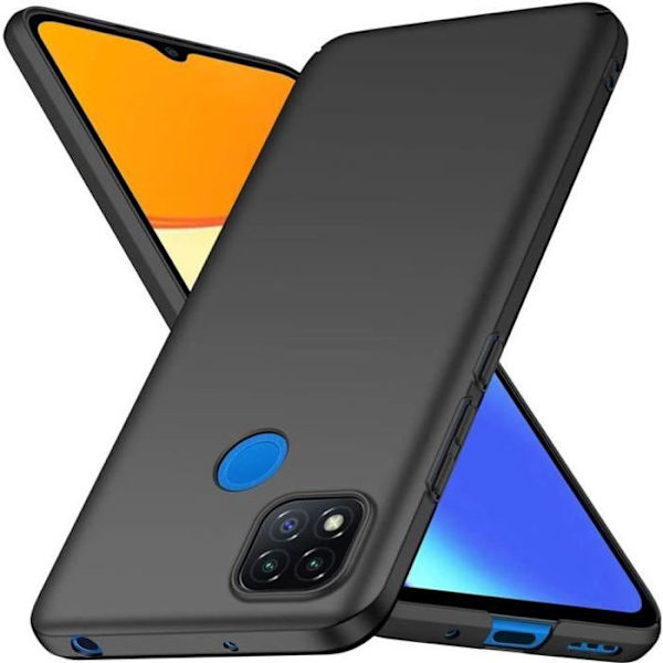 Xiaomi Redmi 9C fodral + skärmskydd i härdat glas, svart mycket tunt skyddande skal hårt fodral för Xiaomi