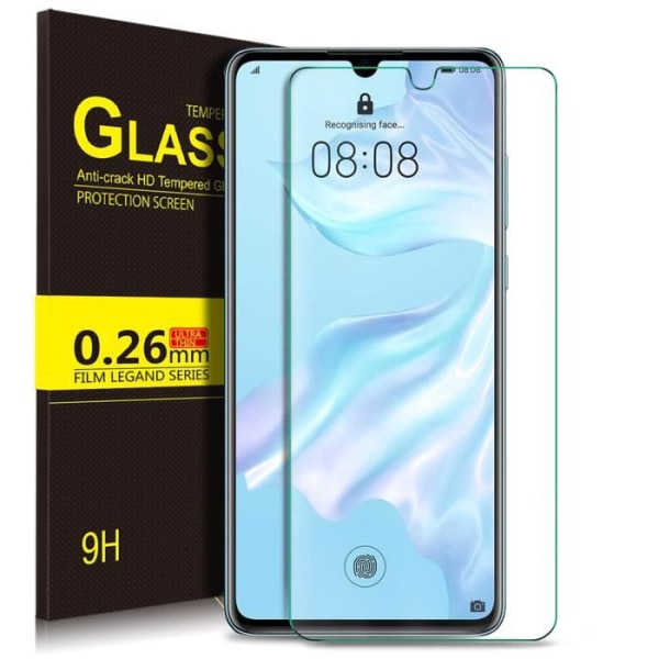 KuGi Huawei P30 skärmskydd, härdat glas skärmskydd för Huawei P30, genomskinlig