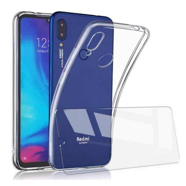 Etui til Xiaomi Redmi 7 + Skærmbeskytter i hærdet glas, [Ultra Transparent Soft TPU Gel Silikone]