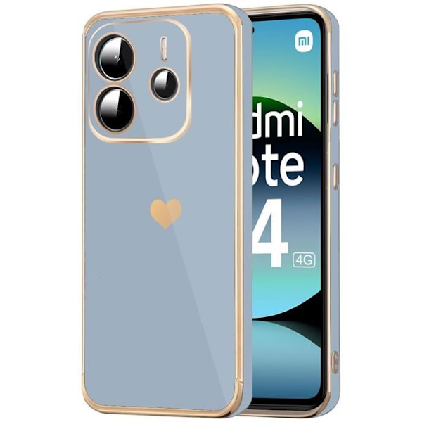 Cover til Xiaomi Redmi Note 14 4G (ikke til 5G) Beskyttelse Mønster Hjerte Anti-Skrid Blød TPU Blå Blå