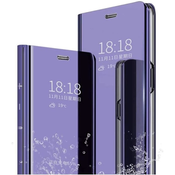 Coque - LuffyShop - Redmi Note 9 Pro Max - PU-läder - Pläterad spegel - Intelligensstöd Blå