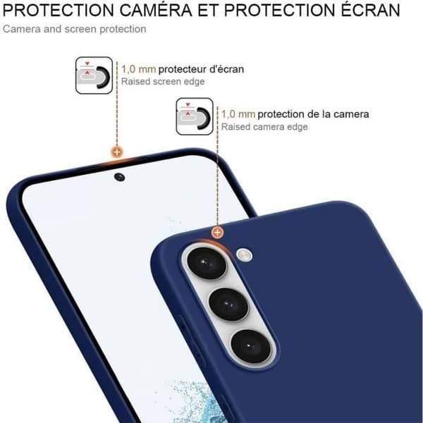 Skyddsskal för Samsung Galaxy S23 - Blå flytande silikon - 2 härdat glas Blå