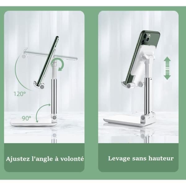 Lazy Foldable Telescopic Desktop Stand Mobiltelefonhållare (Vit)