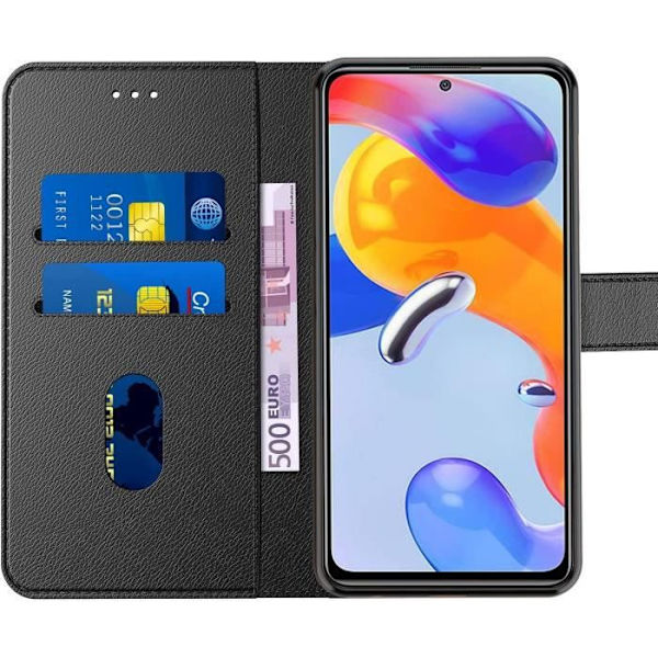 Skyddsfodral för Redmi Note 11 Pro - E.F.CONNECTION - Läderplånbokseffekt - Svart Svart