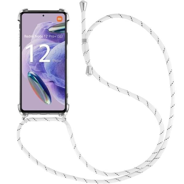 Coque - Xiaomi - Redmi Note 12 Pro+ 5G - Stöttålig - Mjuk - Lätt vit snöre Vit