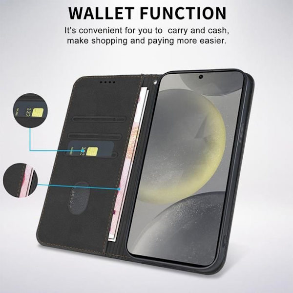 Coque för Xiaomi Redmi Note 13 Pro 5G - E.F.Connection - Stöttålig - PU-läder - Multi-position stöd - Svart Svart