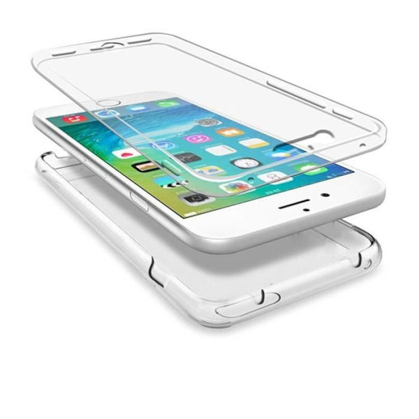 Inbyggt fodral iPhone 6 Plus 6S Plus (5,5') Silikon Fram + Bak 360° Anti-chock skydd - Genomskinlig