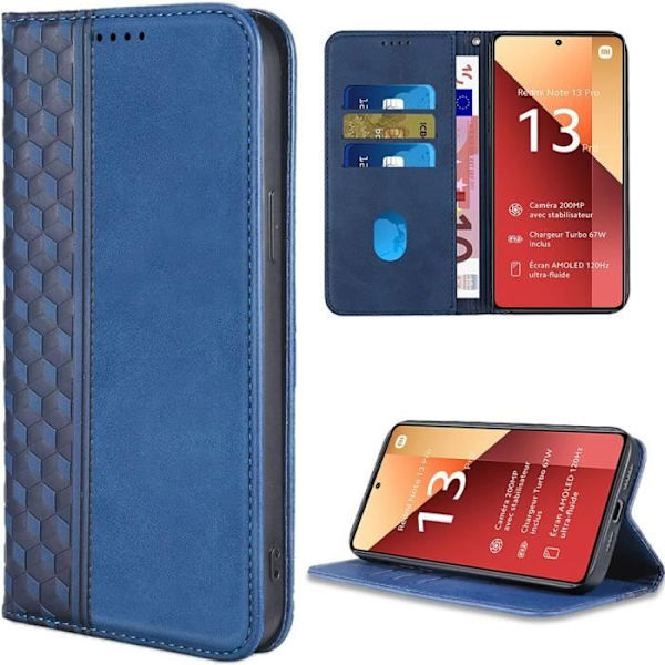 Coque - E.F.Connection - Redmi Note 13 Pro 4G - Syntetiskt läder - Marinblå - Magnetstängning marinblå