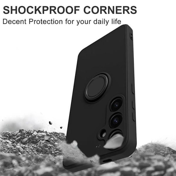 Coque - Xiaomi - Redmi Note 13 4G - Stöttålig - Silikonmatta - Rotationsringstöd Svart