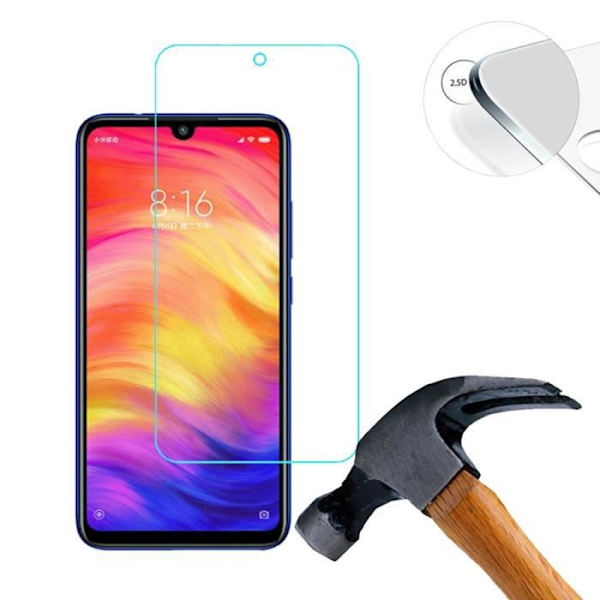 Skärmskydd - Lusee - Xiaomi Redmi Note 7 - 9H härdat glas - Transparent - 2 delar Transparent