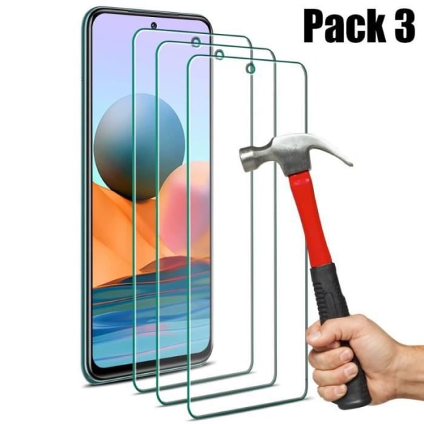 Pack 3 härdat glas för Redmi Note 10 Pro 4G högresistans anti-skrapa skärmfilmer Transparent