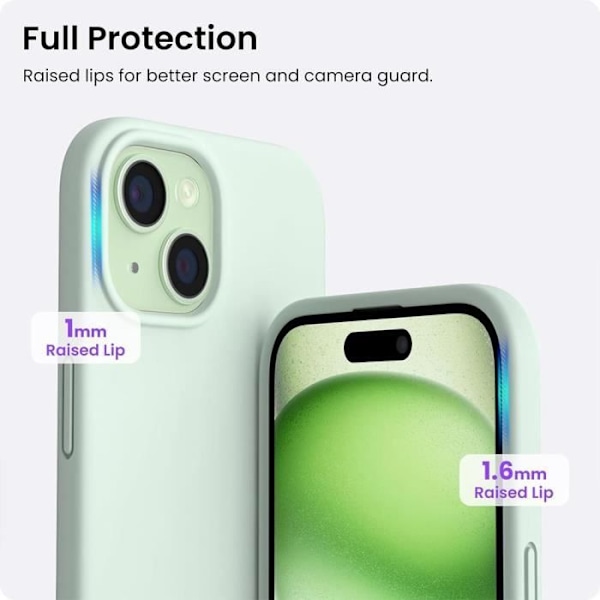 Skyddsfodral för iPhone 15 Plus - Flytande Silikon - Matt Grön - Ultrafin - Rep-resistant - Mjuk Grön