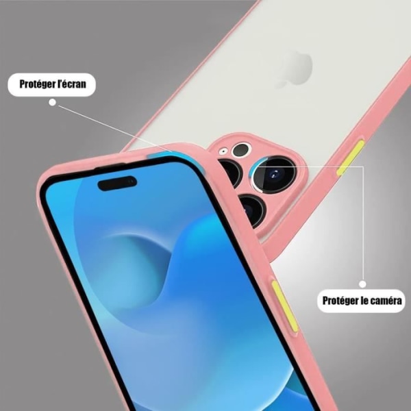 Cover til iPhone 15 Pro, mat anti-ridse stødsikker beskyttelse - Pink