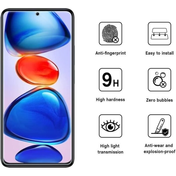 [2 Pack] Hærdet glas til Xiaomi Redmi Note 11 Pro-Xiaomi Poco M4 Pro, 0,26 mm skærmbeskyttelsesfilm med høj transpa[644]