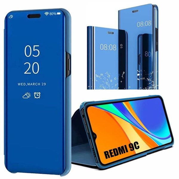 Fodral för Redmi 9C (5,7") Spegeleffekt Tanlucent fönsterförstärkt skydd Blå blå