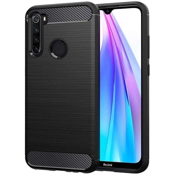 Beskyttelsescover til Redmi Note 8T - E.F.CONNECTION - Mønster Stålstriber - Fleksibel - Sort carbonfibre Svart