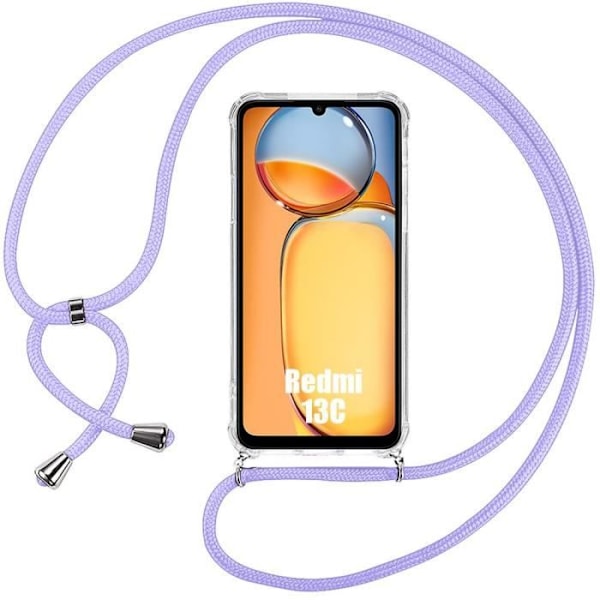 Coque - Xiaomi - Redmi 13C - Stødabsorberende - Forstærket Beskyttelse - Lilla Snor Lila
